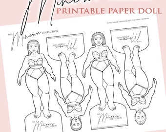 Paper Doll Clothes Printable - Coloring Page with Outfits - Curvy Fashion Cut Outs