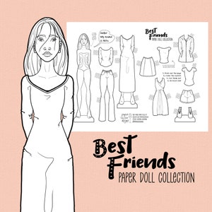 Nita the Paper Doll - Coloring Page with Outfits - Digital Download Kids Activity