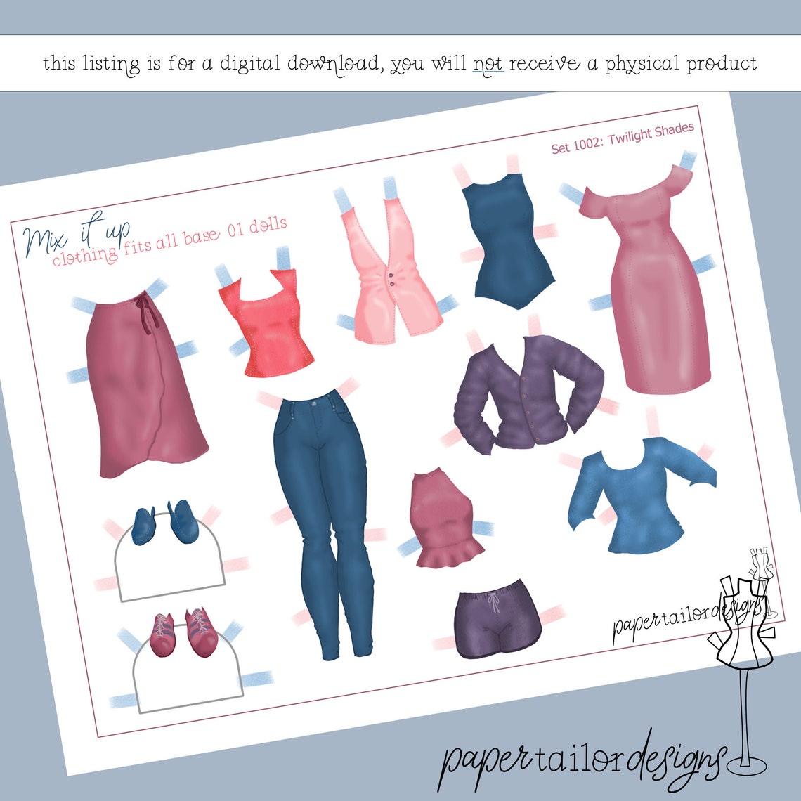 Paper Doll Clothes Printable Full Color Paper Dolls Outfits Digital Paper Doll Clothes Printable Full Color Paper Dolls Outfits Digital