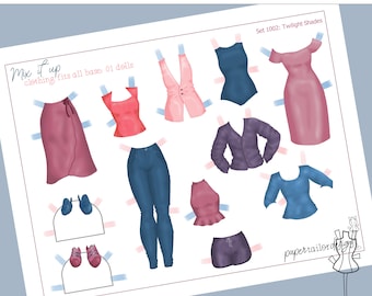 Paper Doll Clothes Printable - Full Color Paper Dolls Outfits - Digital Download Kids Activity