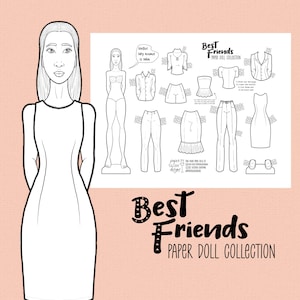 Min the Paper Doll - Coloring Page with Outfits - Digital Download Kids Activity