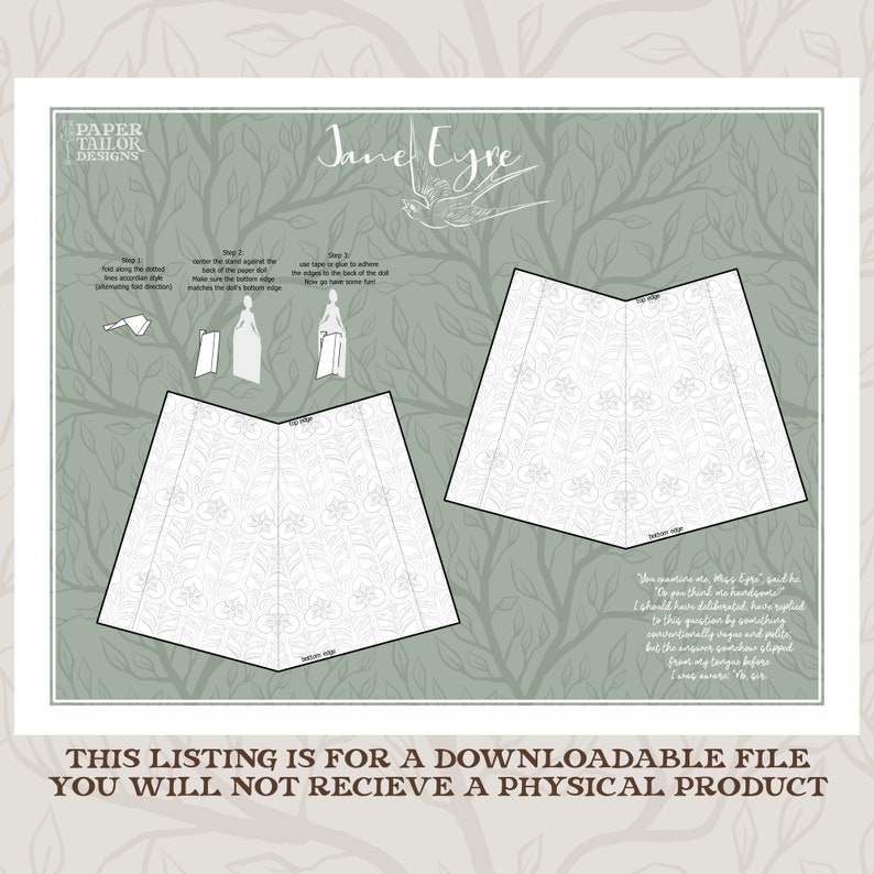 Jane Eyre and Edward Rochester Paper Doll Printable 1840 Fashion Full ...