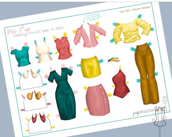 Sporty Paper Doll Clothes Printable - Full Color Paper Dolls Outfits - Digital Download Kids Activity
