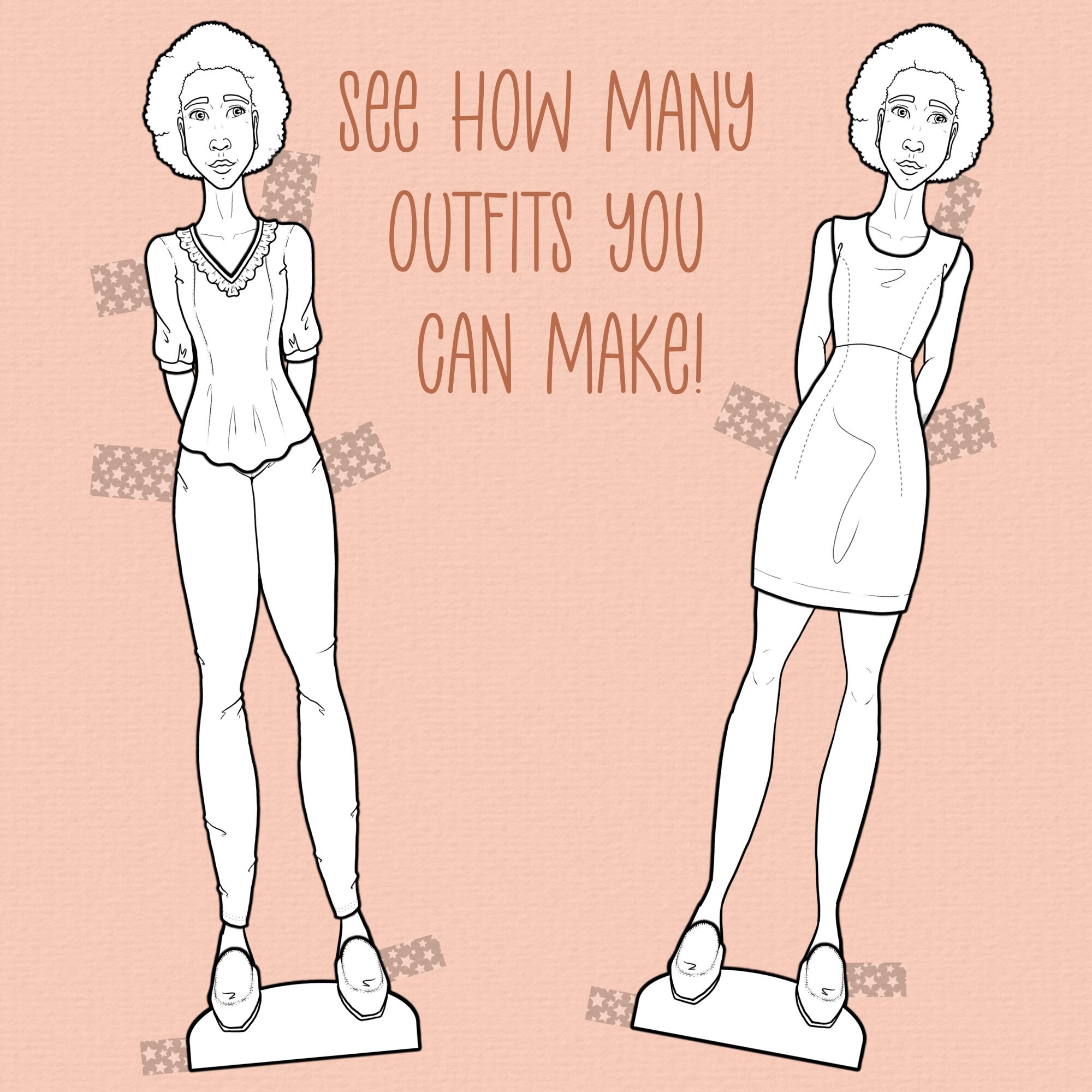Devin the Paper Doll - Coloring Page With Outfits - Digital Download ...