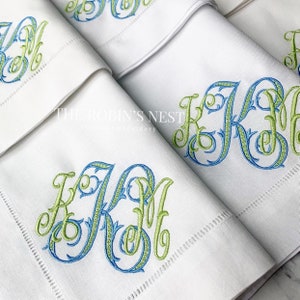 Monogrammed Linen Dinner Napkins Embroidered | Wedding Linen Napkins