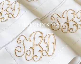 Custom embroidered linen dinner napkins monogrammed | Wedding Napkins | Embroidered Dinner Napkins