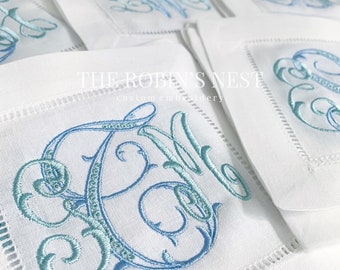 Turquoise Hemstitch 6/"x6/" Cotton Cocktail Napkins 1 dzn