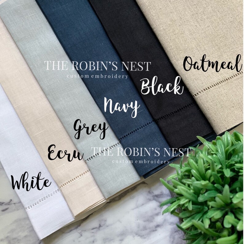 Custom Double Monogrammed Linen Dinner Napkins Embroidered - Etsy