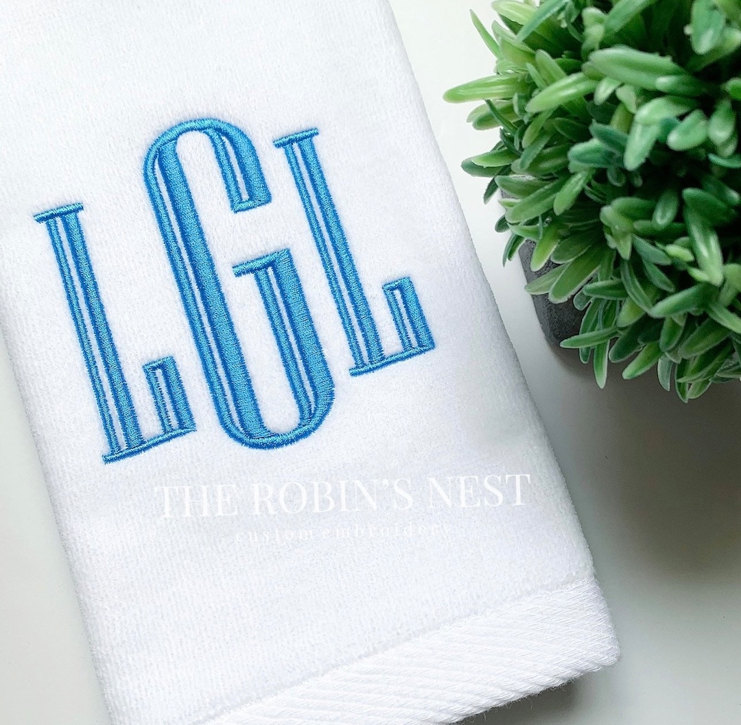 Monogrammed Velour Hand Towels and Monogrammed Linen Tissue Cover Bathroom Hand Towels ...