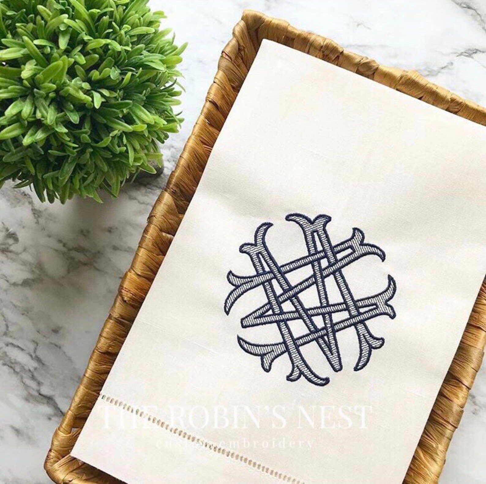 Double Monogram Linen Guest Towel Tea Towel Double Initial - Etsy