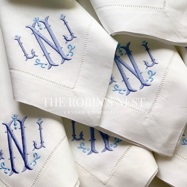 Embroidered Napkins Etsy