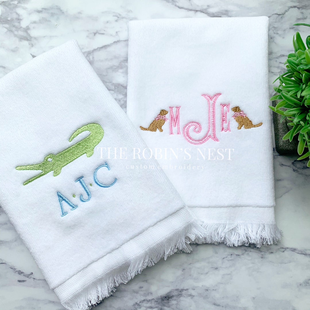 Monogrammed Fingertip Towels Boy Monogrammed Towel Girl - Etsy