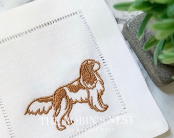 Serviettes cocktail King Charles Cavalier Spaniel Dog monogramme