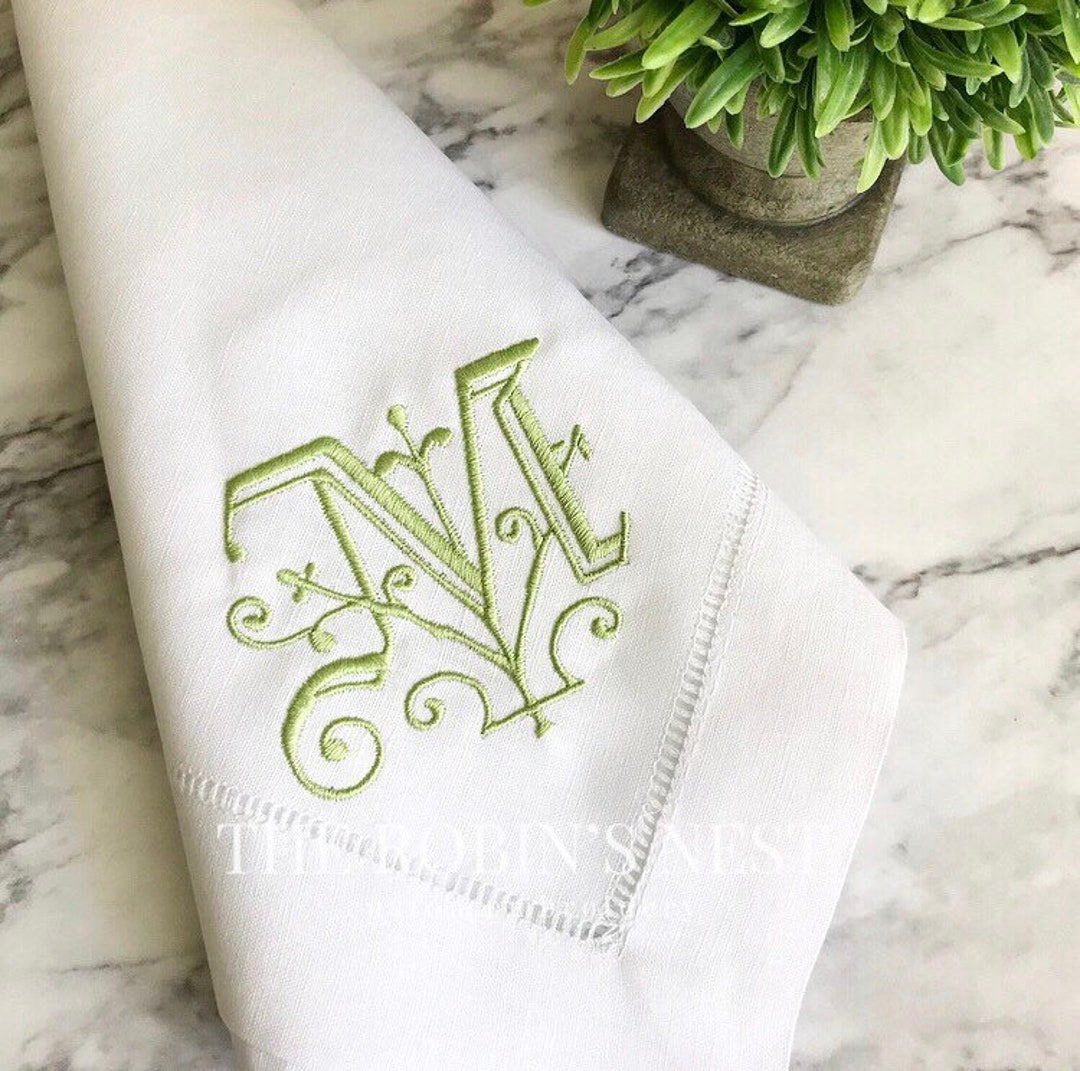 NAPKINS | 17square 100% Linen Dinner Napkins with Thyme Embroidery