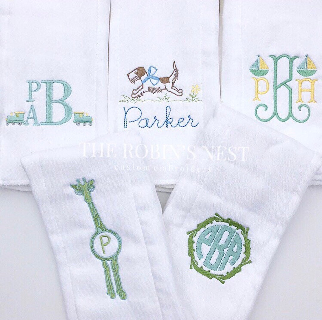 Monogrammed Boys Burp Cloth Set Embroidered Alligator - Etsy