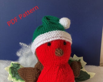 Patrón de punto en PDF - Petirrojo navideño - Decoraciones navideñas
