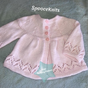 PDF Knitting Pattern - Baby Matinee Jacket - 0-3 months - Lacy