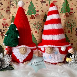 Patrón de tejido en PDF - Gnomos/Gonks de Papá Noel y la Señora Claus - 23 cm de alto