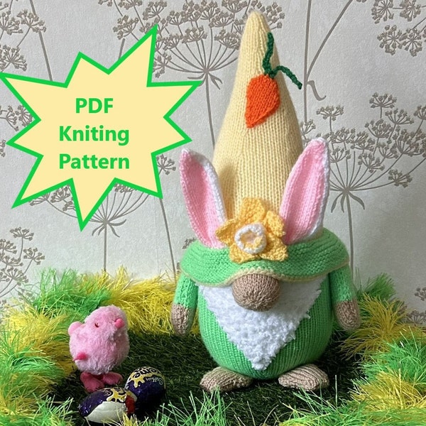PDF Knitting Pattern - Easter Bunny Gnome - Knitted Gnome/Gonk