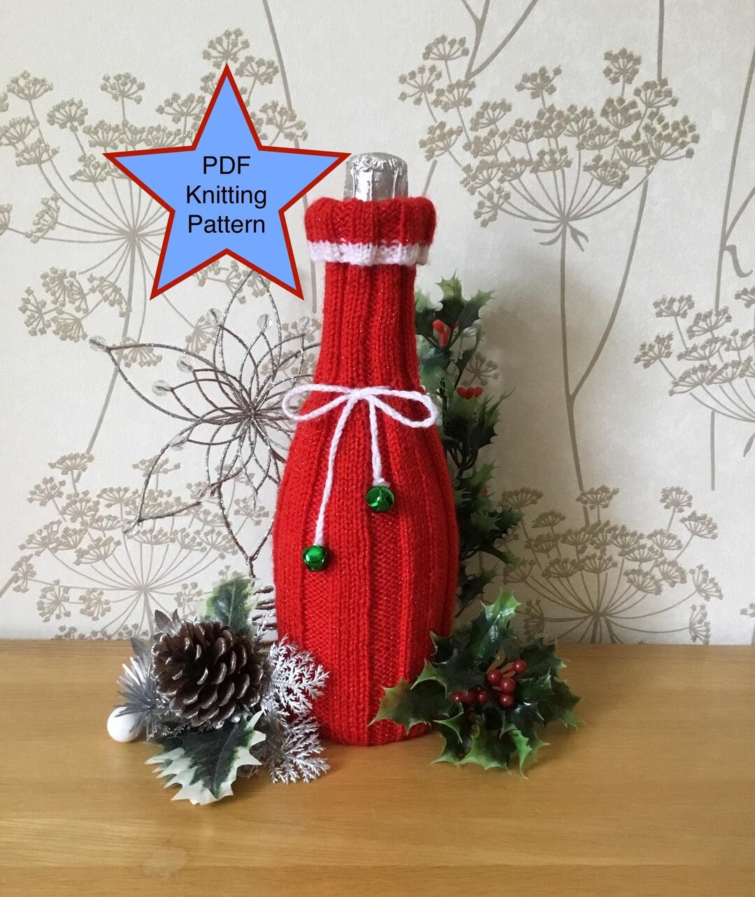 PDF Knitting Pattern - Bottle Cover for Bubbly (prosecco/sparkling Wine ...