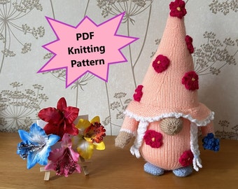 PDF Knitting Pattern - Flower Gnome - Mothers Day - Lady Gnome