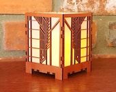 Art Deco Votive Candle Lamp: Gatsby Inspired Wood Candle Holder