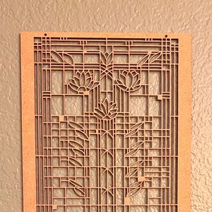Water Lilies Panel #2 Inspired Wall or Window Hanging, Center Panel | Art & Crafts Style, Mission Style, Craftsman, Frank Lloyd Wright