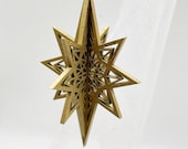 North Star 3D Ornament: Metallic Wood Christmas Star