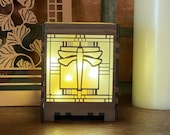 Dragonfly Votive Candle Lamp: Mission Style Wood Accent Light