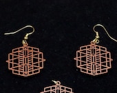 Frank Lloyd Wright Inspired Copper Earrings: Tumbling Block Design