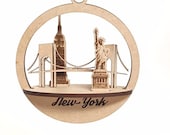 3D New York City Ornament: Statue of Liberty, Empire State, Brooklyn Bridge