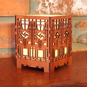 Mackintosh Rose Inspired Art Deco Desktop Votive Candle Lamp, Art & Crafts Style, Mission Style, Craftsman Style