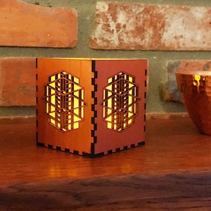 Frank Lloyd Wright Inspired &quot;Tumbling Block&quot; Desktop Votive Candle Lamp, Art & Crafts Style, Mission Style, Craftsman Style
