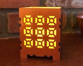Mid-Century Modern Breeze Block Inspired Desktop Votive Candle Lamp, Retro, Architectural, Geometric, Starlite pattern
