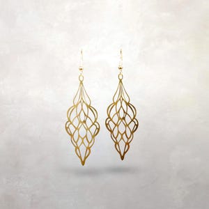 Arts & Crafts Brass Earrings |  Grapevine | Chicago Group | Lightweight | Statement | Gift