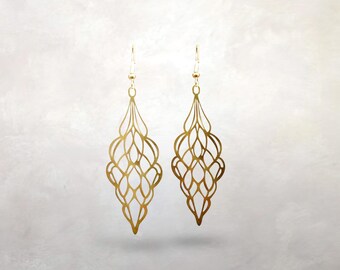 Pendientes de latón Arts & Crafts / Grapevine / Grupo Chicago / Ligeros / Llamativos / Regalo