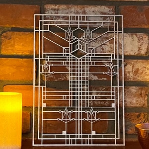 Frank Lloyd Wright Bradley House Inspired Wood Wall Hanging - Mission Style
