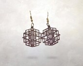 Arts & Crafts Tumbling Block Earrings | Robie House | Frank Lloyd Wright | Lightweight Statement | Gift | Purple