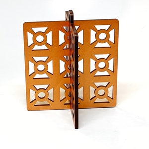 Mid-Century Modern Wood Ornament: Breeze Block Inspired Geometric Decor image 2