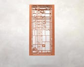 Arts & Crafts Architectural Wood Panel | Waterlilies |  Right Side | Art Glass Sketch | Frank Lloyd Wright | Wall Art | 18" × 11" x .125"