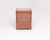 MCM Wood Votive Candle Lamp: La Costa Breeze Block Design