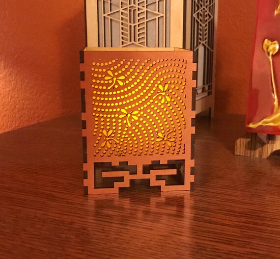 Shoji Inspired Dragonfly Breeze Desktop Votive Candle Lamp Etsy