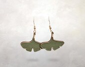 Arts & Crafts Hand Painted Earrings | Ginkgo Leaves | Japan | Lightweight | Statement | Gift