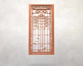 Arts & Crafts Architectural Wood Panel | Waterlilies |  Center | Art Glass Sketch | Frank Lloyd Wright | Wall Art | 30" × 20" x .125"
