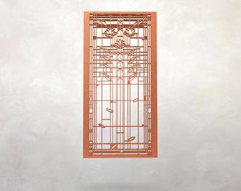Arts & Crafts Architectural Wood Panel | Waterlilies |  Center | Art Glass Sketch | Frank Lloyd Wright | Wall Art | 30" × 20" x .125"
