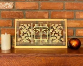 Dragonfly Gingko Leaf Wood Wall Hanging: Mission Style Art