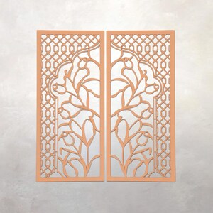 Arabesque Architectural Panel | SET | Marrakech | Morocco | Muqarnas | Amazigh | Wall Decor | Paired Panels | 18” x 9” x .125" image 1