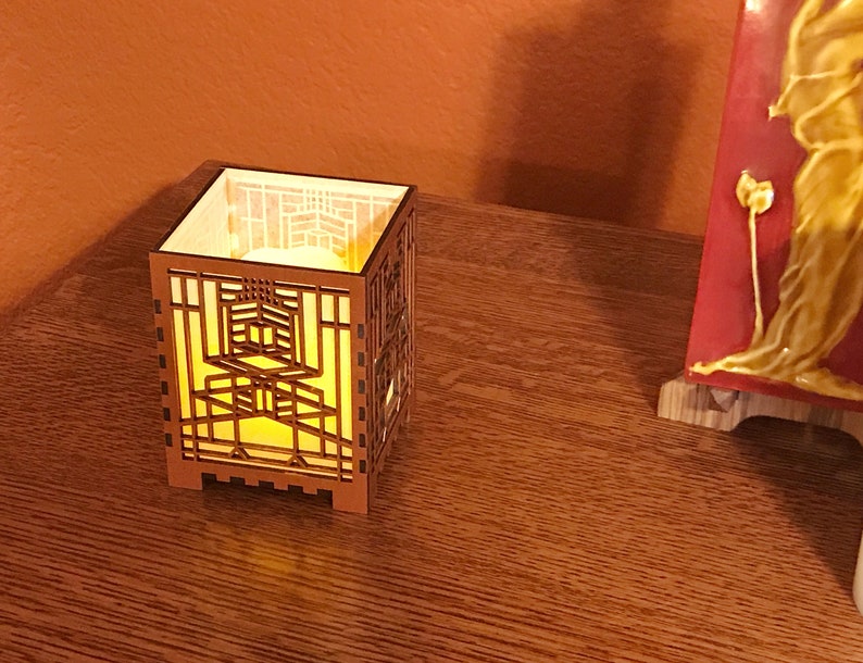 Prairie School Architectural Candle Lamp | Robie House | Frank Lloyd Wright | Votive Holder | Tea Light image 4