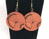 Frank Lloyd Wright Inspired Copper Finish Wooden Earrings