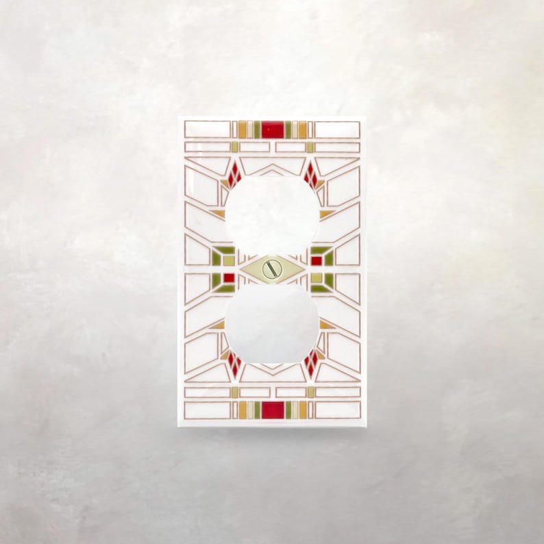 Architectural Electrical Outlet Cover | Bradley House Inspiration | Architectural Switch Plate | Dimensional Wall Plate | Single Gang Duplex image 1